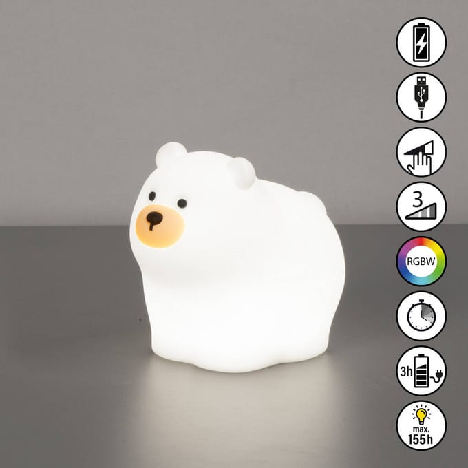 FH Lighting LED-batterijlamp Knut, wit, lengte 12 cm, siliconen
