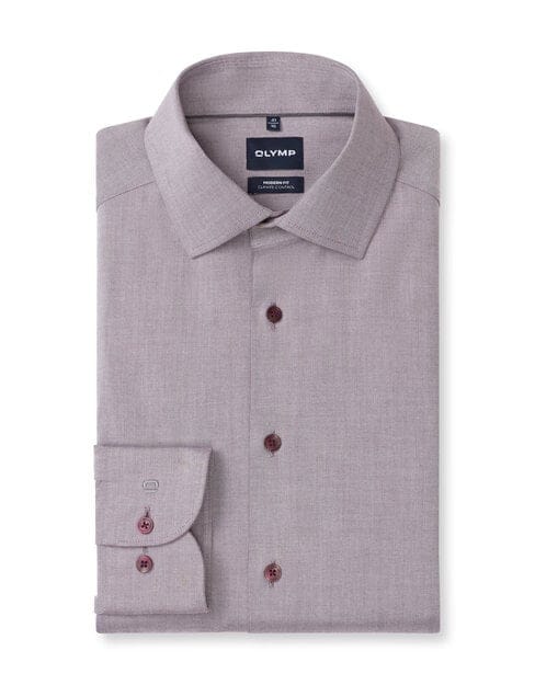 OLYMP Luxor 24/Seven Overhemd, Modern Fit, Global Kent, Chianti