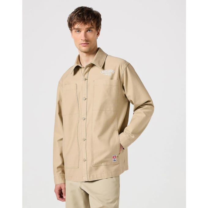 Wrangler Shacket Saddle Brown Größe: L | Casual hemden Outlet | Herren | Braun