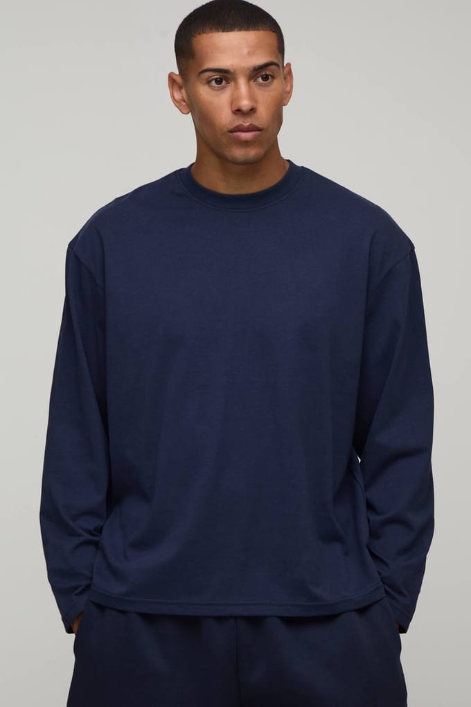 Essentieel Oversized T-shirt Met Lange Mouwen | Navy | Size Medium