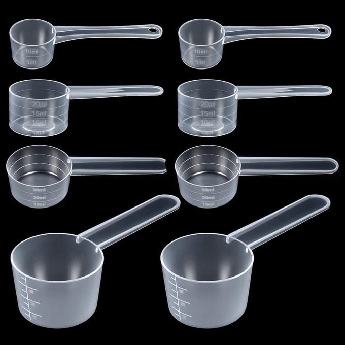 Dailygoods - Set van 8 Plastic Maatlepels met Schaalverdeling voor Bakken