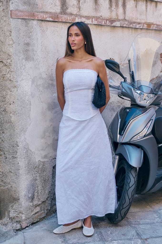boohoo Dames Geborduurd Midaxi Rok | Wit | Maat: 42