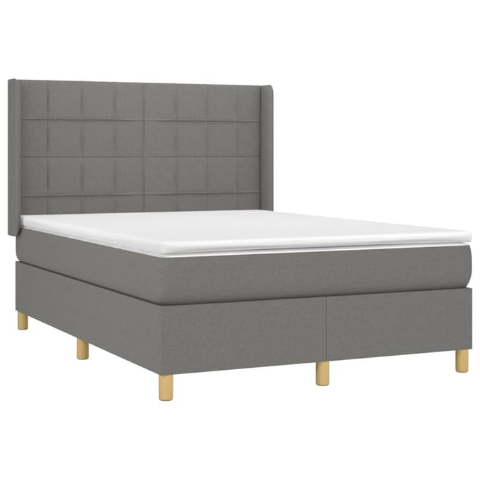 vidaXL - Boxspring - met - matras - stof - donkergrijs - 140x200 - cm