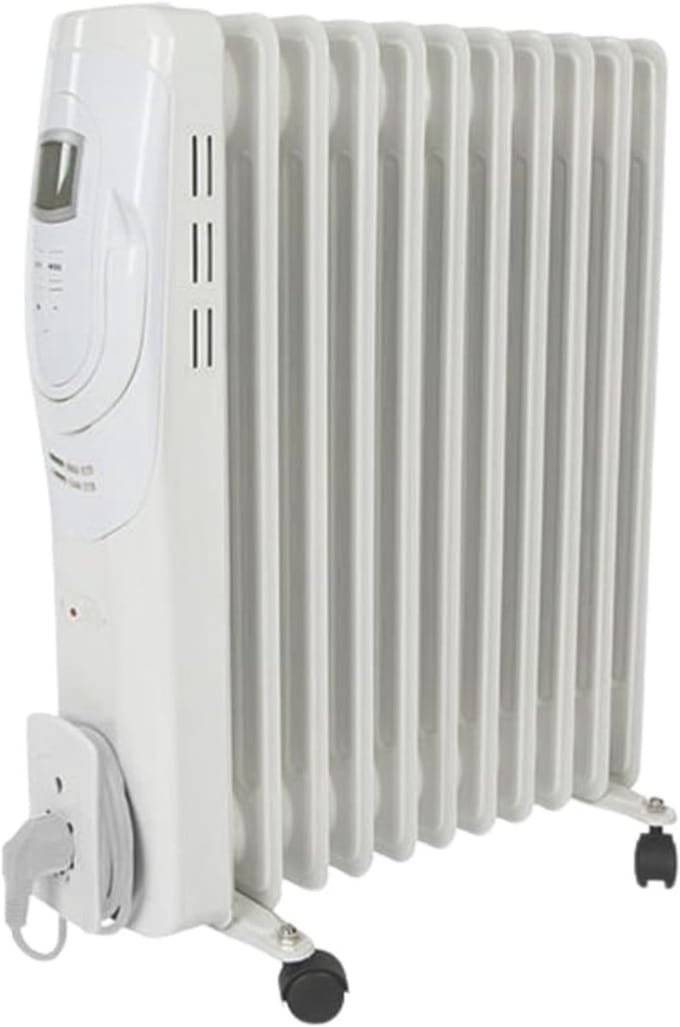 RWB® Olieradiator - Oliekachel - Elektrische Kachel - Wit - 48cm x 24cm x 63cm