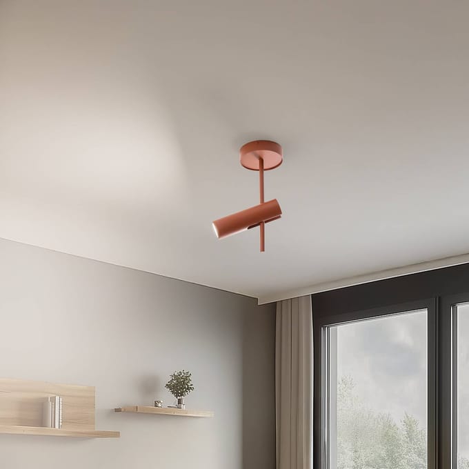 SIGMA Plafondspot Leda 1, baksteenrood, 1-lamp, hoogte 34 cm