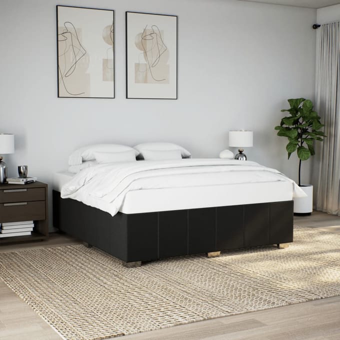 vidaXL - Bedframe - zonder - matras - stof - zwart - 200x200 - cm