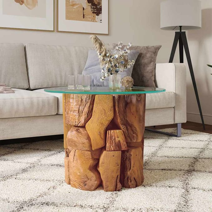 vidaXL - Salontafel - 60 - cm - massief - teak - drijfhout