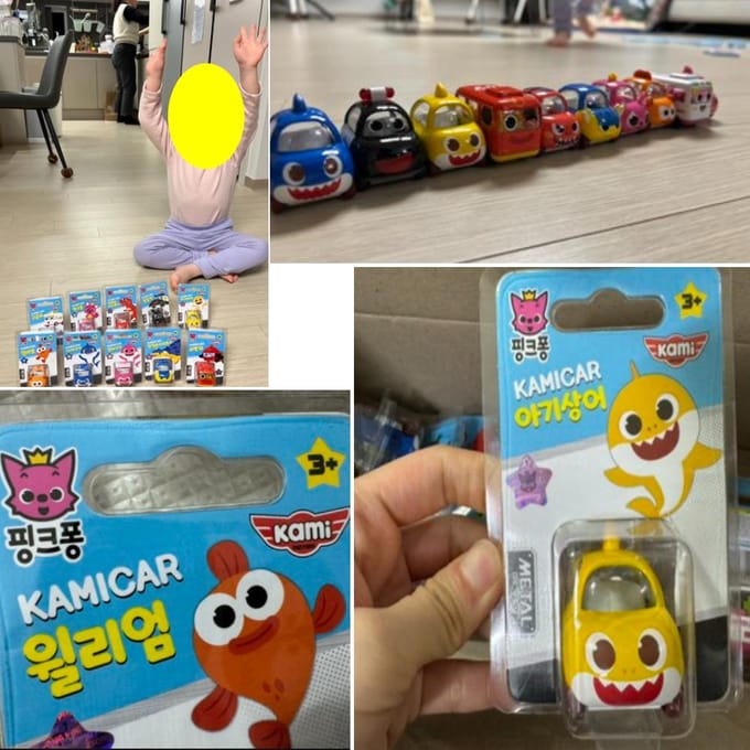 Pinkfong Babyshark Mini-auto gegoten metalen speelgoed Kamicar-speelgoed 10 soorten