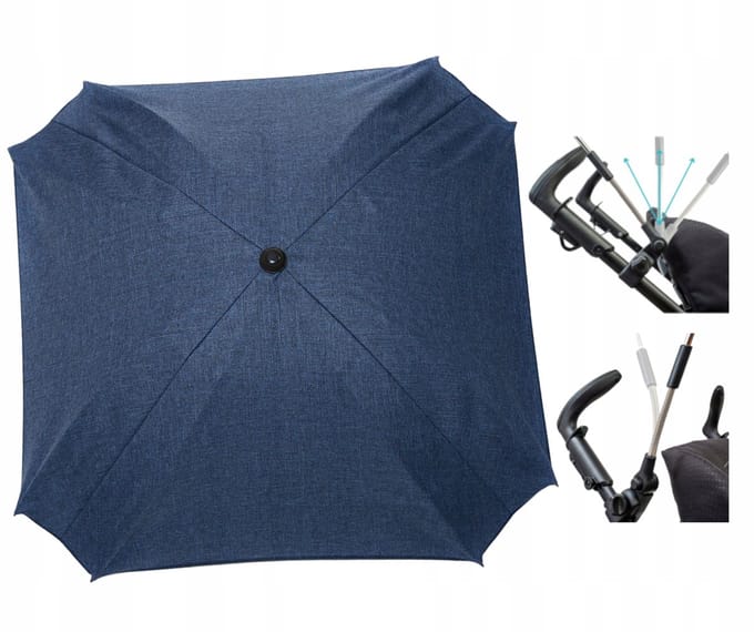 Parasol Kinderwagen Marine Blauw Linnen UV50+ 62cm