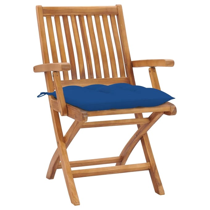 vidaXL - Klapstoelen - met - kussens, - 6 - stuks, - massief - teakhout