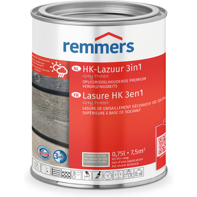Remmers HK-Lazuur 3in1 - Platinagrijs - 2.5 liter