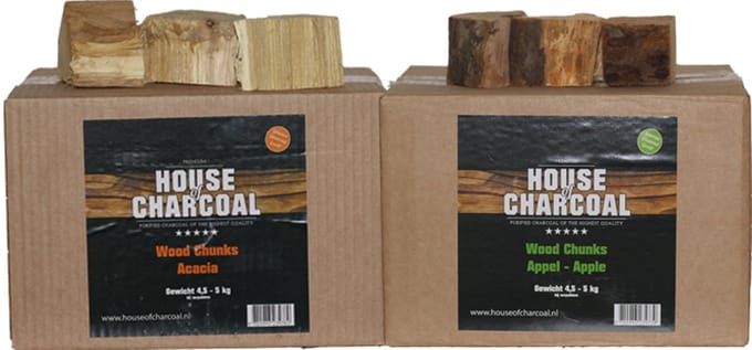 Rookhout Chunks Acacia 5 kg + Appel 5 kg Bundel