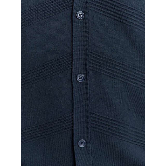 No Excess Pullover Short Sleeve Full Button Polo Relief Knit Deep Blue Größe: M | Pullover Outlet | Herren | Blau