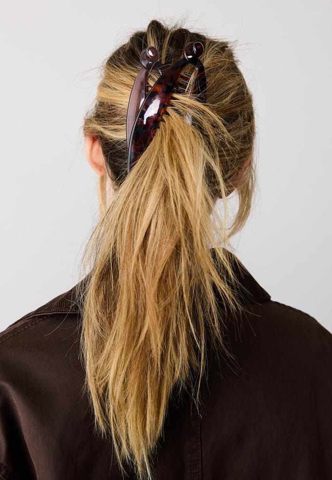 Stradivarius Set van 2 bananenclips  Bruin OS