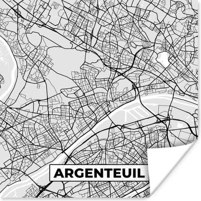 Poster Frankrijk - Plattegrond - Kaart - Tarbes - Stadskaart - 100x100 cm XXL