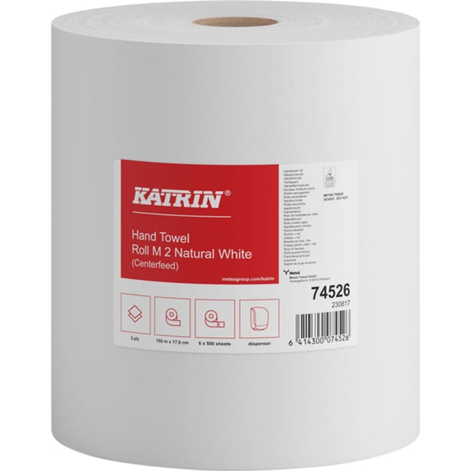 Katrin Poetspapier | 2-laags | 17.8cm | 150m | papier | wit | 6 rol