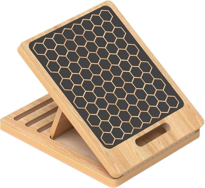 Kuitrek Scheef Board - Hellingwig Balansplank - Spierondersteuning Benen - Antislip Textuur - 40 x 30 x 4 cm - Houtkleur