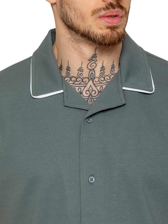 Enzo | Heren Korte Mouw Piping Shirt