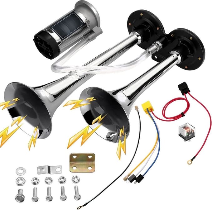 Thuys – Luchthoorn Met Compressor – 150 Decibel – 12 Volt – Dubbele Hoorn