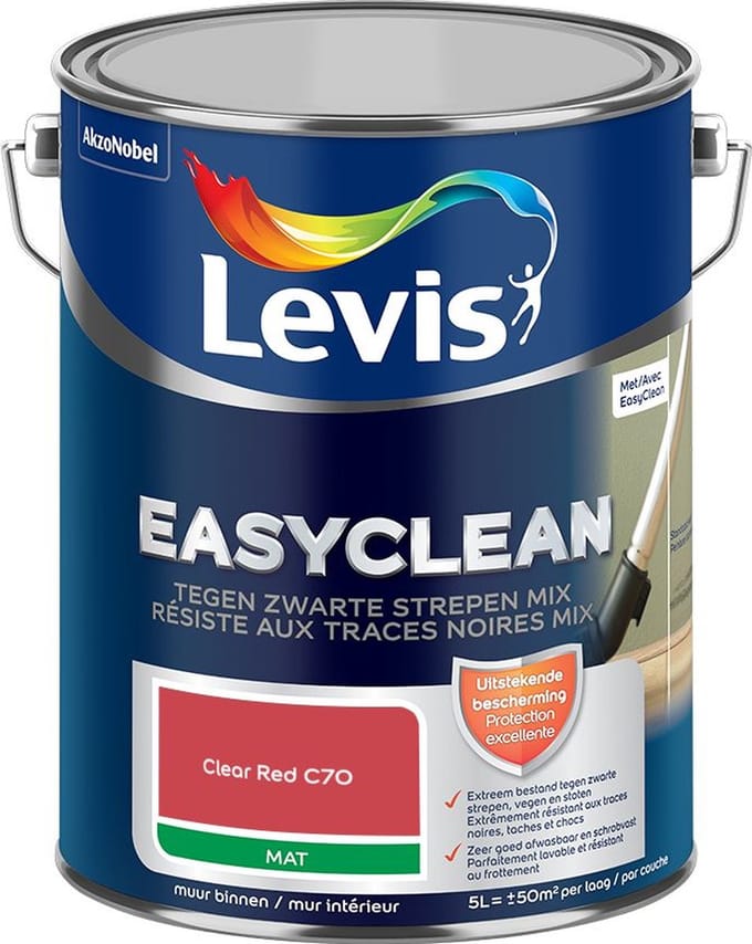 Levis - Easyclean Tegen Zwarte Strepen Mix - Clear Red C70 - Mengverf - 5 L