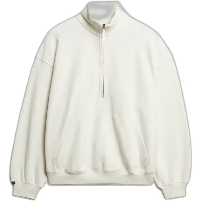 Superdry Studios Sweatshirt met Halve Rits White Grootte: 34