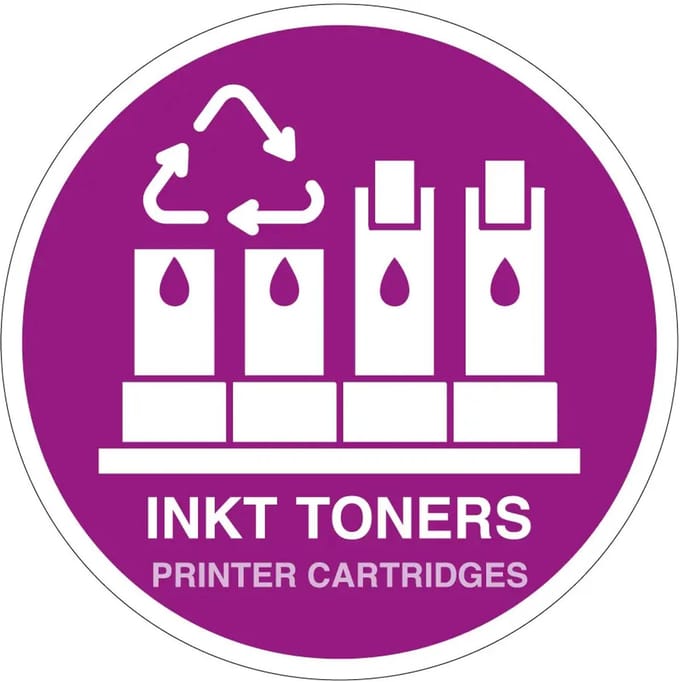 Inkt toners afval sticker | 30 cm
