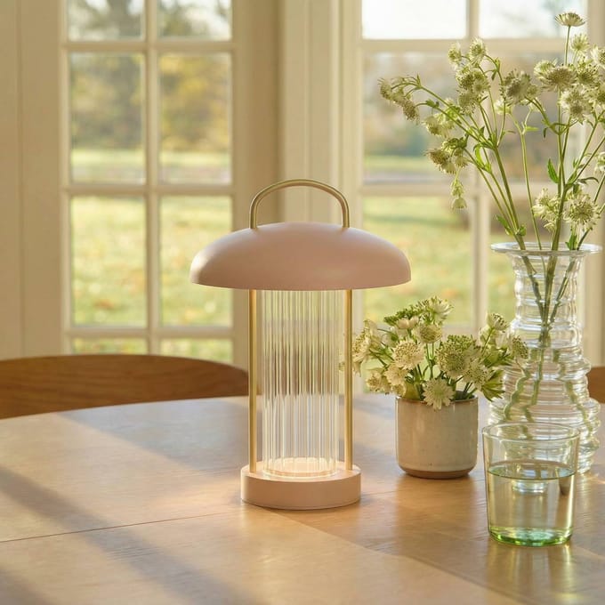 Nordlux LED tafellamp Mirano, oudroze, hoogte 29 cm, metaal