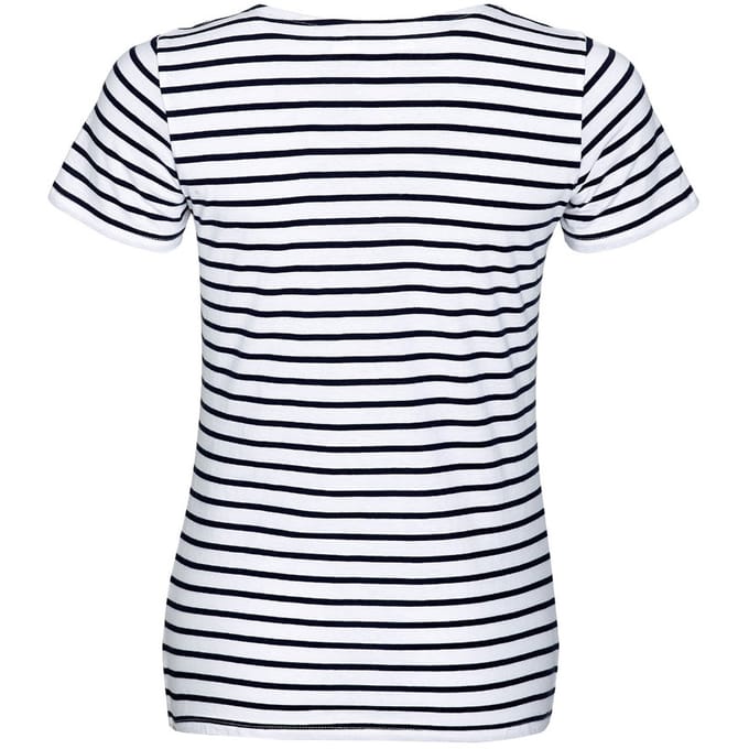 SOLS Dames/dames Miles Gestreept T-Shirt met korte mouwen (Wit/Zwaar)