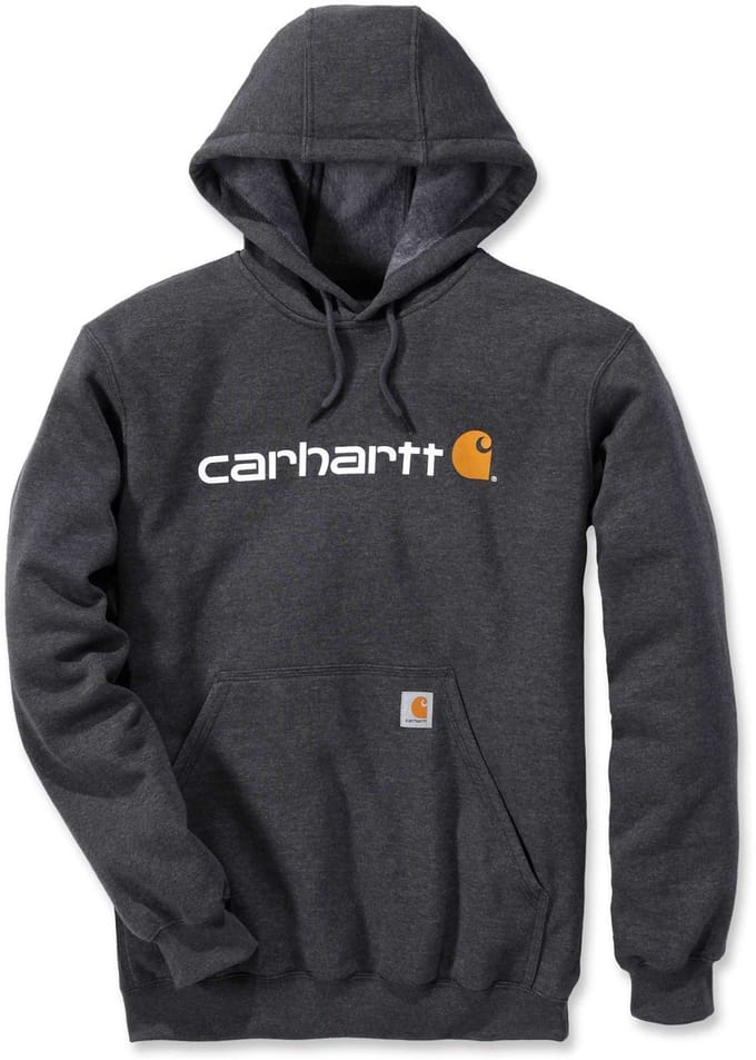 Carhartt Signature Logo Hooded Sweatshirt Carbon Heather Heren