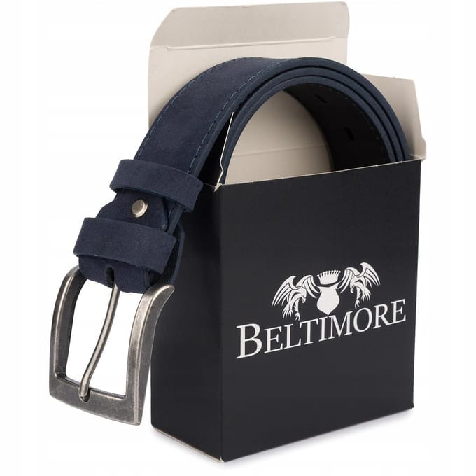Heren Riem Leer Suède Breed 4cm Klassiek Marineblauw Premium Beltimore black