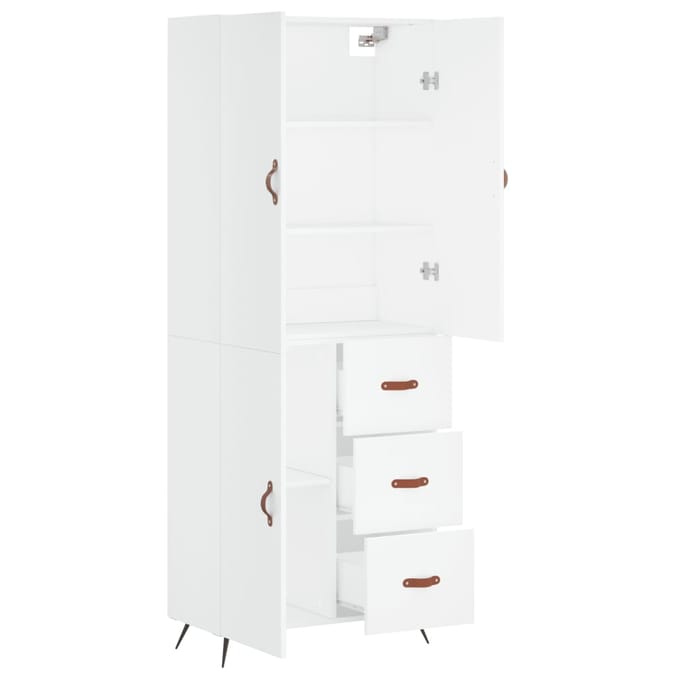 vidaXL - Hoge - kast - 69,5x34x180 - cm - bewerkt - hout - wit