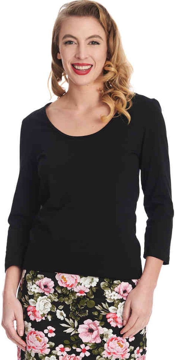Banned - Scoop Neck Longsleeve top - S - Zwart