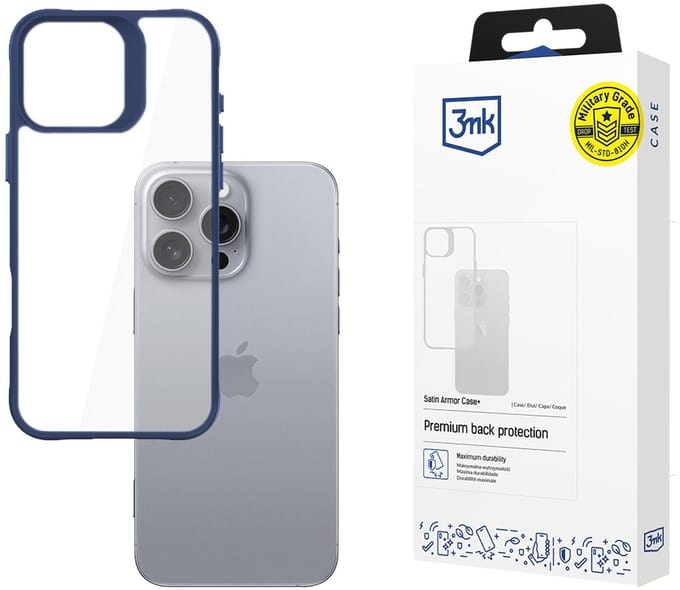 Apple iPhone 16 Pro Max - 3mk Satin Armor Case+ Blauw