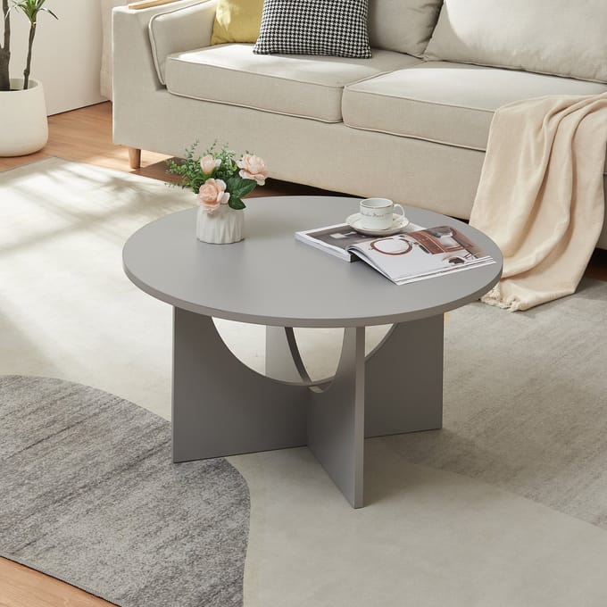 Salontafel Rindal rond lichtgrijs 80x41,5 cm [en.casa]