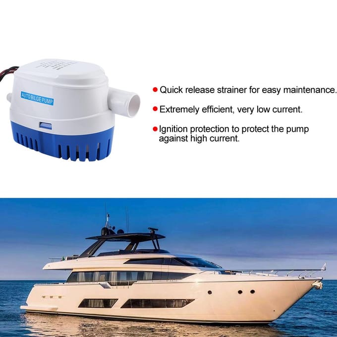 12V 950gph Automatische Dompelbilspomp Marine Bootaccessoire white
