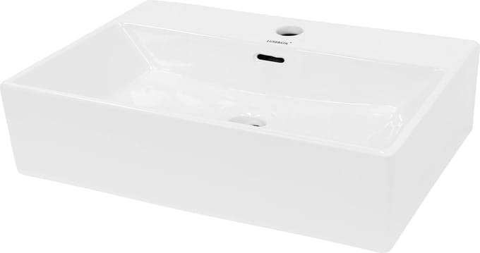 Vierkante wastafel met overloop 515x360x130 mm wit keramiek LuxeBath