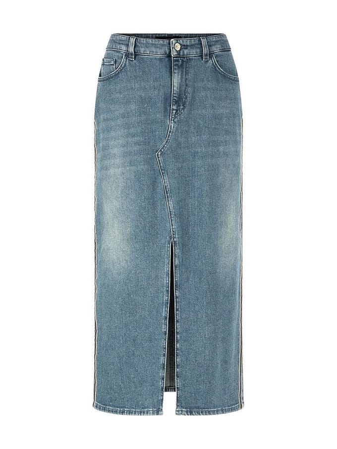 midi jeansrok met loopsplit