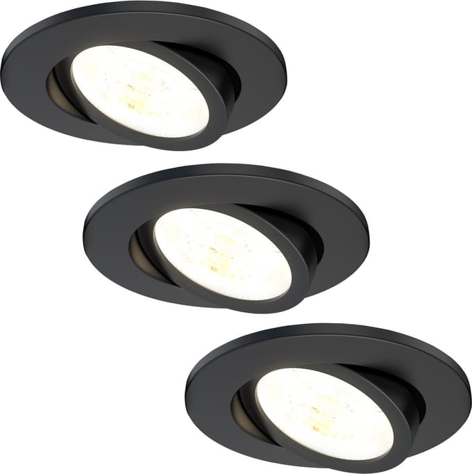 Ledvion - 3X LED Inbouwspot - Zwart - Dimbaar - 7W - IP65 - CCT - COB - Ø90mm