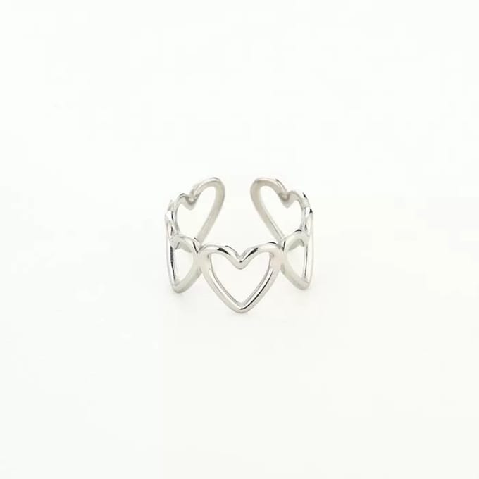Bijoutheek Ring (Sieraad) Grote Hartjes Silver