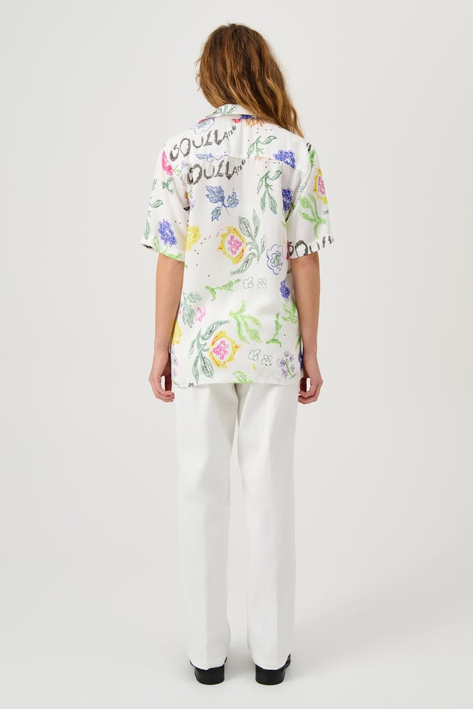 Soulland Orson Shirt White Aop Größe: S/M | Business hemden Outlet | Unisex | Weiß