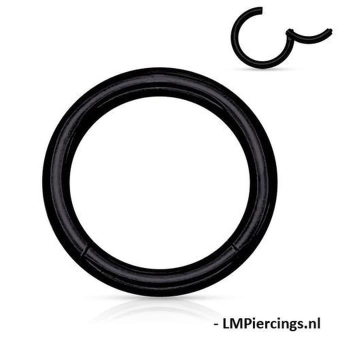 Piercing ring high quality - Chirurgisch staal 1.2x12 mm - zwart - LMPiercings