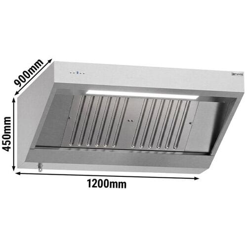GGM Gastro Wandhaube mit Motor - 1200mm - mit Regler, Filter & Lampe