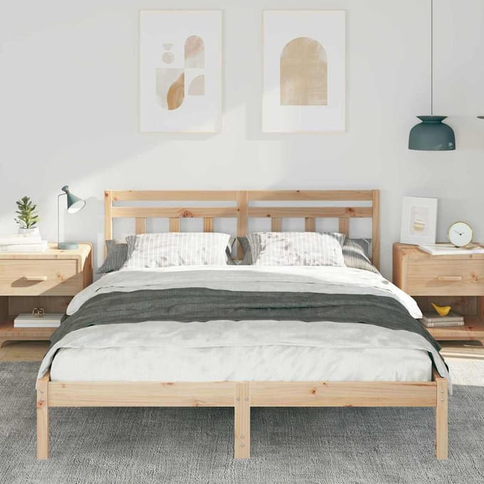 vidaXL - Bedframe - Bruin - 160 - x - 200 - cm - Massief - grenenhout