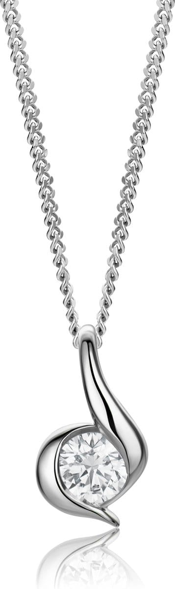 Miore Pure Collier Ketting Dames - 14 Karaat Goud - Met Diamanten - Met Hanger - 45 cm