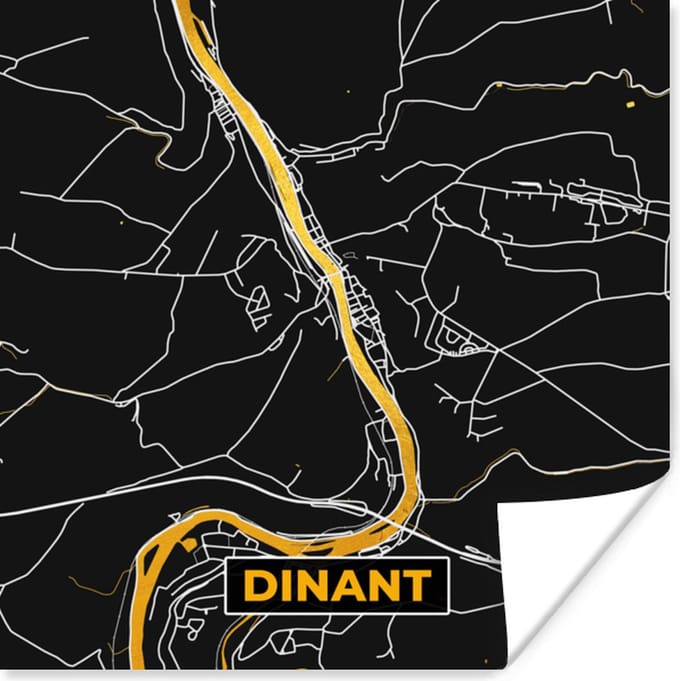 Poster Stadskaart - Dinant - Gold - Kaart - Plattegrond - 75x75 cm