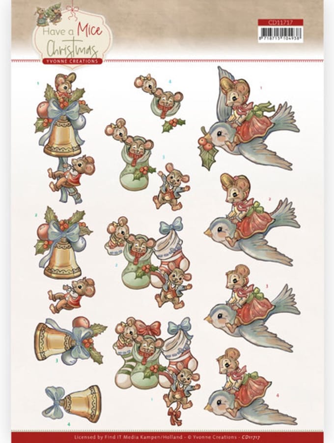 3D Cutting Sheet - Yvonne Creations - Have a Mice Christmas - Christmas Socks 1 stuk