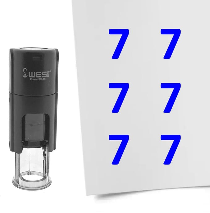 CombiCraft Stempel Getal 7 10mm rond blauwe inkt - per 1 stuk