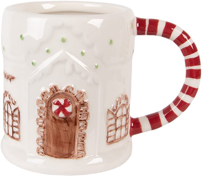 Clayre & Eef Mok Gingerbread house 400 ml Wit Keramiek
