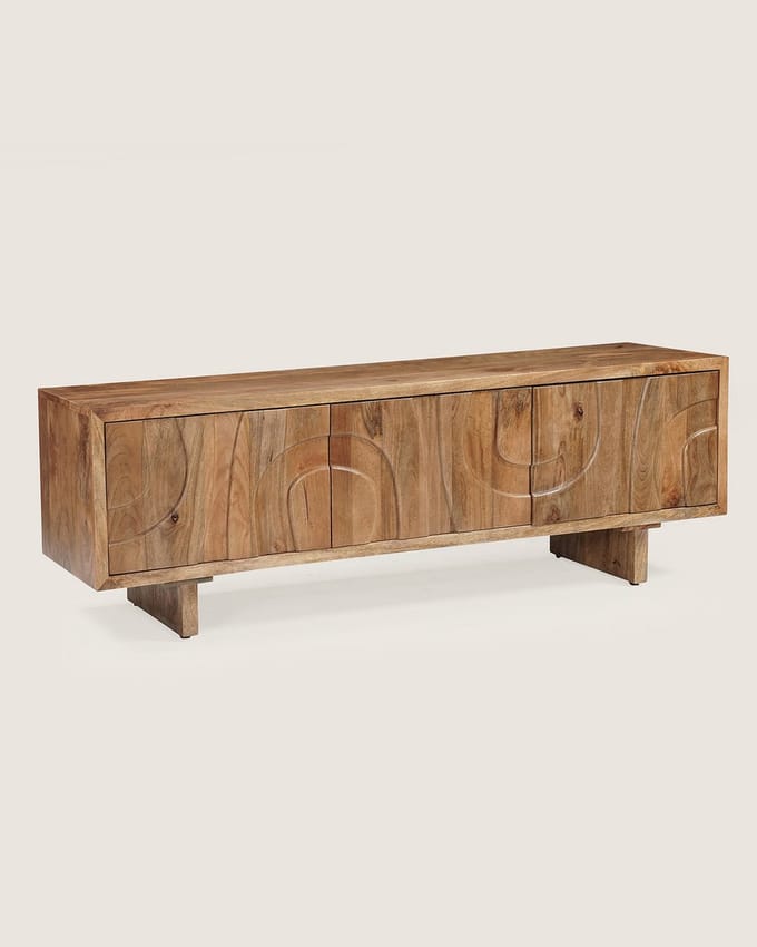 TV Meubel 160 cm Mangohout – 3 Deuren – Bruin – Modern Design