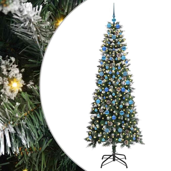 vidaXL - Kunstkerstboom - Groen - 210 - cm - PVC - en - Plastic - en - Staal